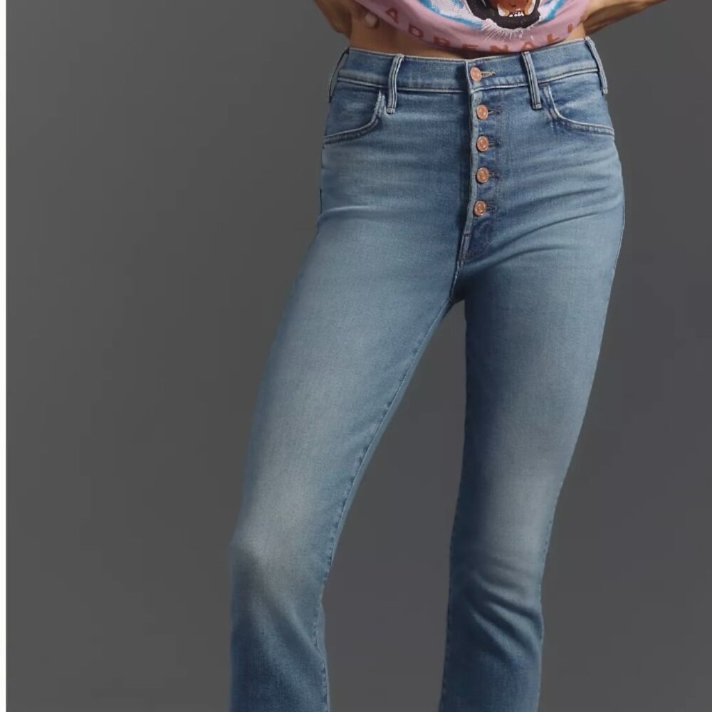MOTHER Pixie Hustler High-Rise Ankle Fray Jeans 30  NWT